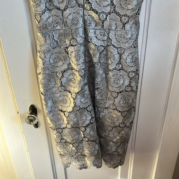 BHLDN Anthropologie Silver Floral Lace Sleeveless Emmeline Dress - Picture 9 of 11